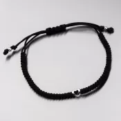 Náramok s čiernym strunom so srdcom 74-5419B-čierny