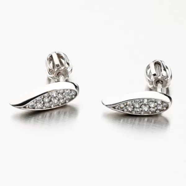 Dámske náušnice biele zlato 585 zirkón krídlo 52GZ-3063B
