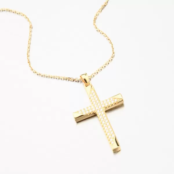 Pozlátený strieborný kríž so zirkónmi HST-13687