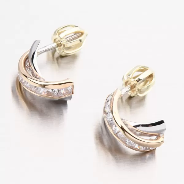 Zlaté náušnice s jamami so zirkónmi 52 GZ-5023