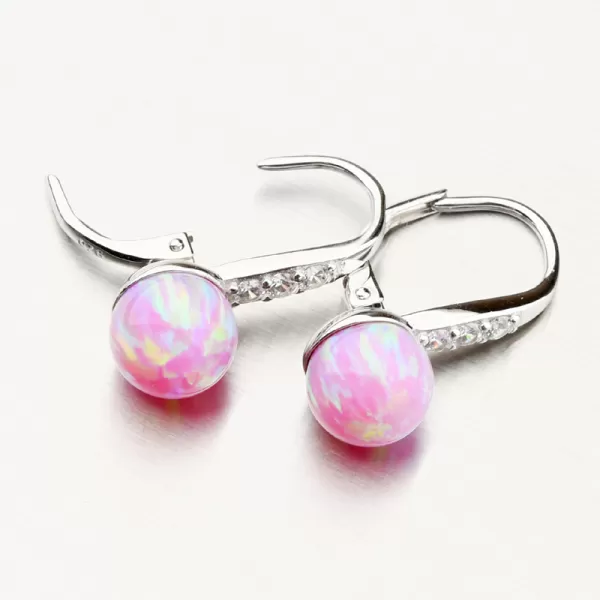 Strieborné náušnice s ružovým opálom UCST-121746-8L