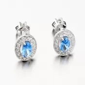 Dámske náušnice biele zlato 585 zirkón zafír 52GZ-8049B-AKVA-SR