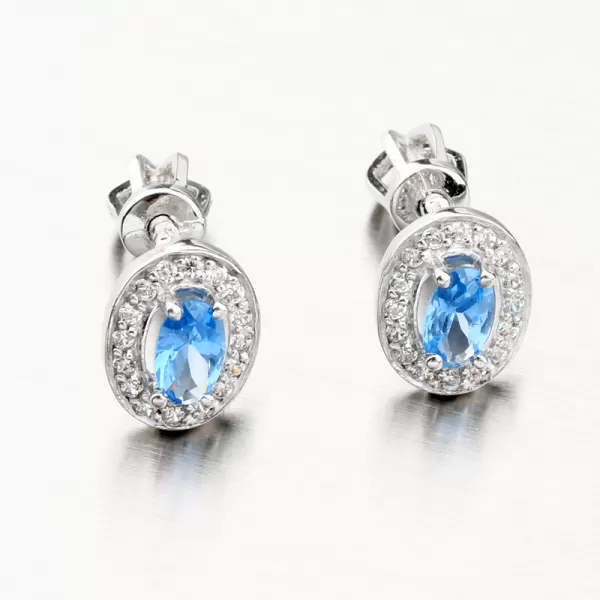 Dámske náušnice biele zlato 585 zirkón zafír 52GZ-8049B-AKVA-SR