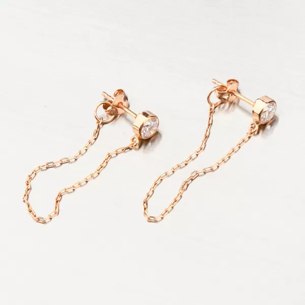 Dámske náušnice ružové zlato 585 so zirkónom 52GZ-5025-CV