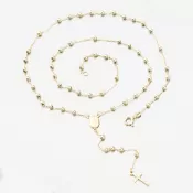 Dámsky náhrdelník žlté zlato 585 ruženec s Madonou a krížikom 15R-039