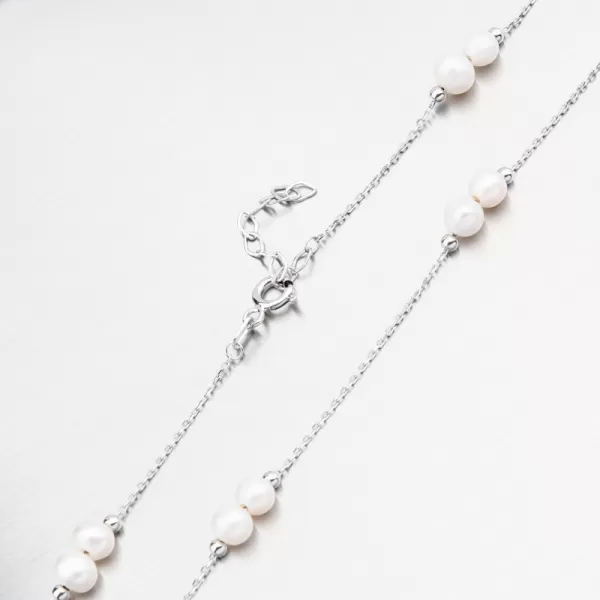 Náhrdelník z bieleho zlata s perlami 15R-047