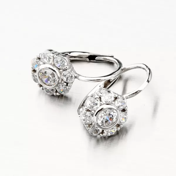 Dámske náušnice žlté zlato 585 kvetov so zirkónmi 668P-120388