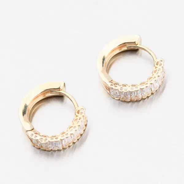 Dámske náušnice žlté zlato 585 kruhov so zirkónmi 143P-122430