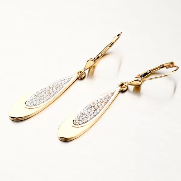 Zlaté visiace náušnice so zirkónmi 52GZ-8052Z-KL