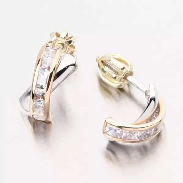 Zlaté náušnice s jamami so zirkónmi 52 GZ-5023