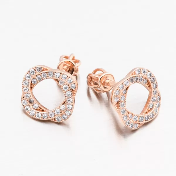 Napichovacie náušnice z ružového zlata so zirkónmi 668P-120289-CV