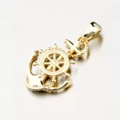 Pozlátený strieborný prívesok kotva kormidlo PKL-3123