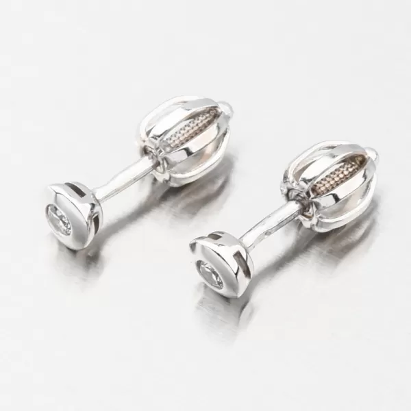 Náušnice kôstky z bieleho zlata so zirkónom DZF3670-B-ZIR