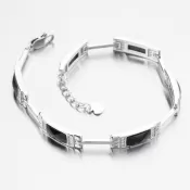 Strieborný náramok s čiernymi zirkónmi PKL-4044