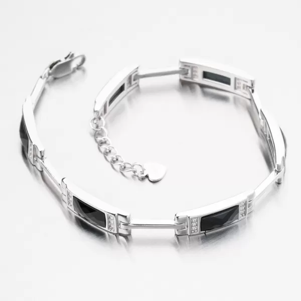 Strieborný náramok s čiernymi zirkónmi PKL-4044