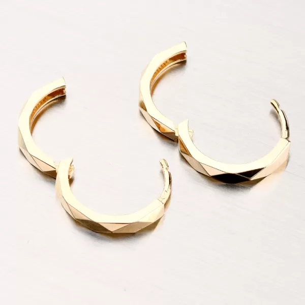 Dámske náušnice žlté zlato 585 brúsené kruhy 12R-763