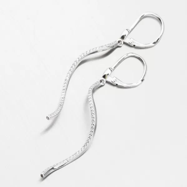 Visiace strieborné náušnice so zirkónmi UCST-122362