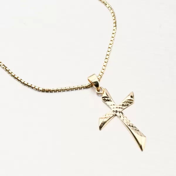 Prívesok zo žltého zlata 585 krížik 43-22141