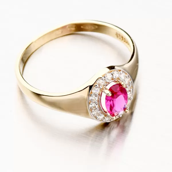 Zlatý prsteň s rubínom a zirkónmi 51GZ-8055-ZL-RUB