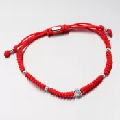 Náramok z červeného struna s guľami a zirkónmi 74-5195B-CV