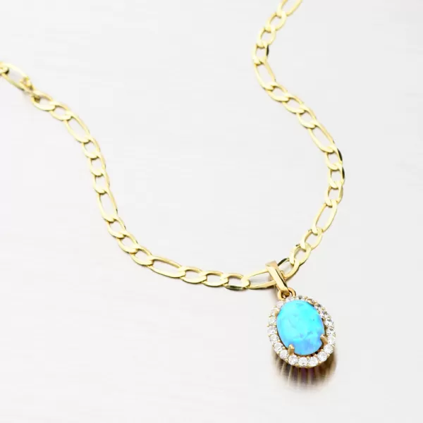 Zlatý prívesok s modrým opálom 522P-130510-49