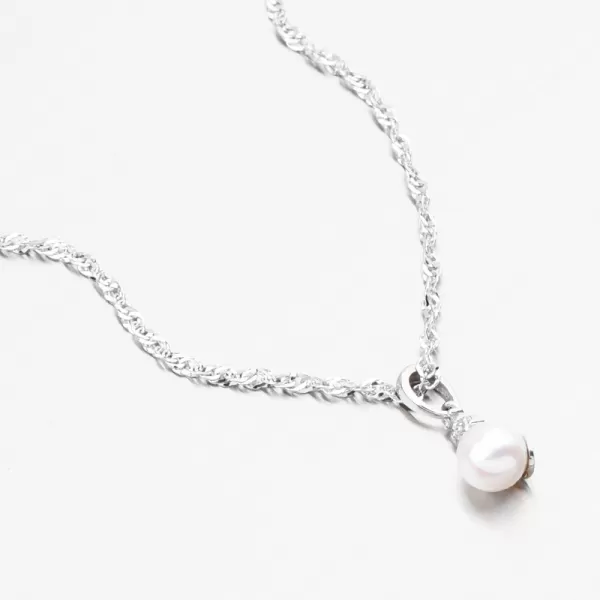 Prívesok z bieleho zlata s perlom a zirkónmi 53GZ-2235-B