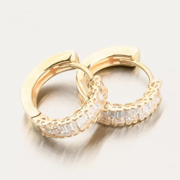 Dámske náušnice žlté zlato 585 kruhov so zirkónmi 143P-122430