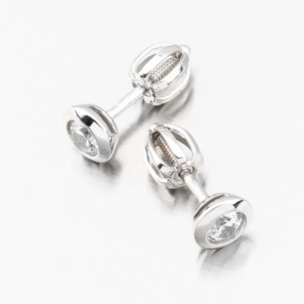 Náušnice kôstky z bieleho zlata so zirkónom DZF3673B-ZIR