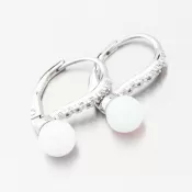 Strieborné náušnice s bielym opálom a so zirkónmi PKL-2205