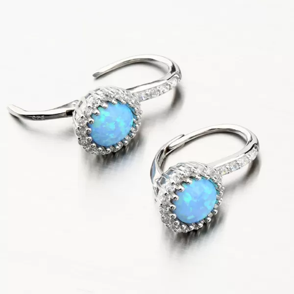 Strieborné náušnice s modrým opálom a so zirkónmi PKL-2124