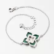 Strieborný náramok s kvetinou a so zirkónmi PKL-4027