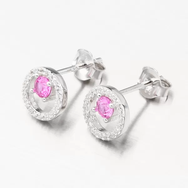 Strieborné náušnice kôstky s ružovým zirkónom PKL-2177