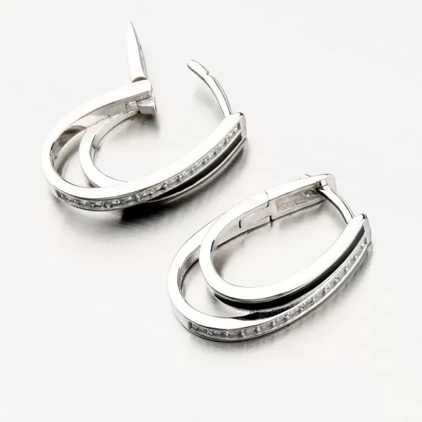 Visiace strieborné náušnice s čiernym smaltom a so zirkónmi PKL-2134