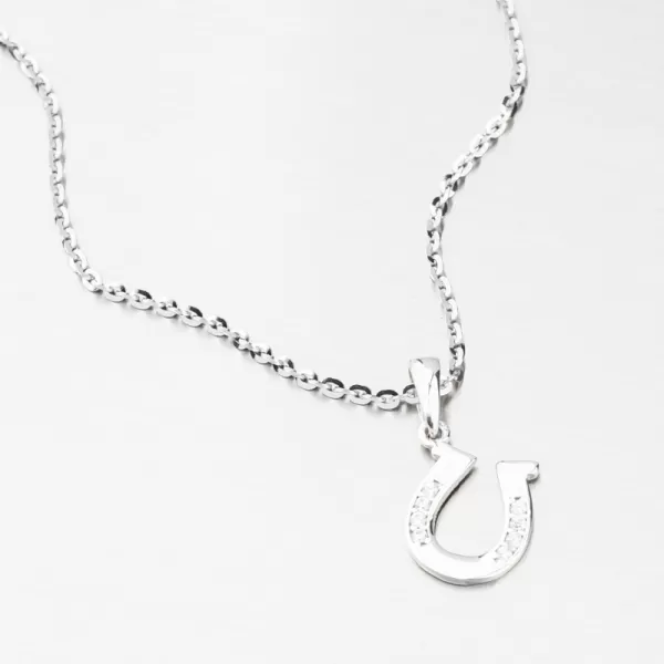 Prívesok z bieleho zlata podkova so zirkónmi GCA13-009