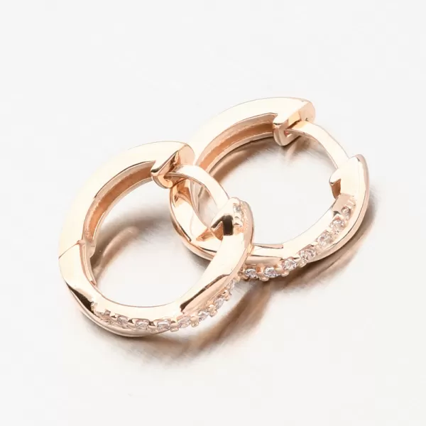 Náušnice kruhy z ružového zlata so zirkónmi DZF4104-CV-ZIR