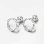 Náušnice bieleho zlata so zirkónmi DZF4331-B-ZIR