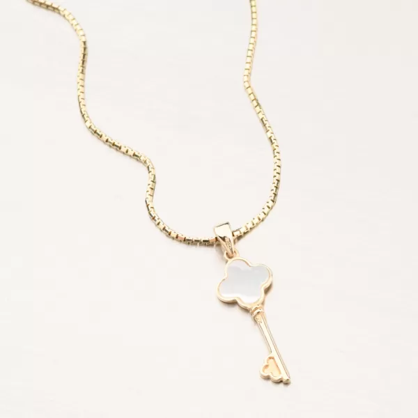 Dámsky prívesok zo žltého zlata 585 kľúč s perleťou 142P-130894