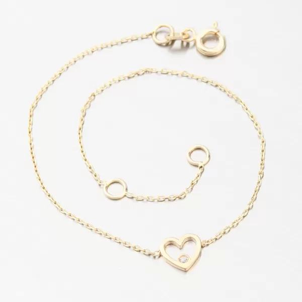 Náramok so srdcom zlatý 585 GCA14-001