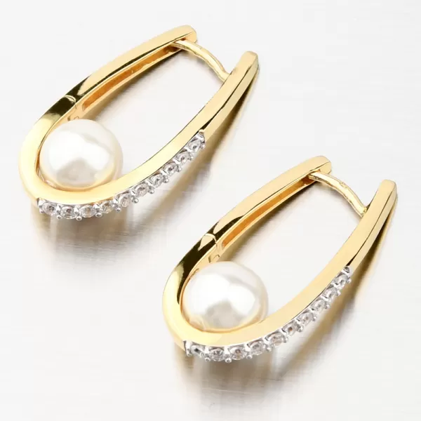 Dámske náušnice žlté zlato 585 s perlami a so zirkónmi 203P-124038