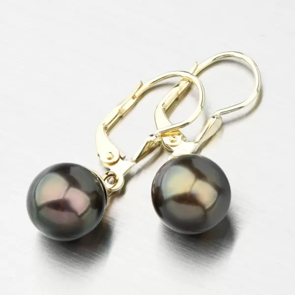 Visiace perlové náušnice 52GZ-3019-ZL-Black