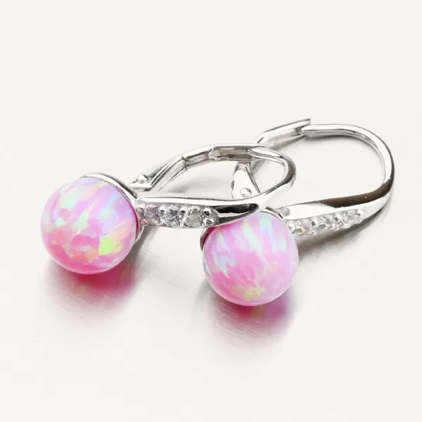 Strieborné náušnice s ružovým opálom UCST-121746-8L