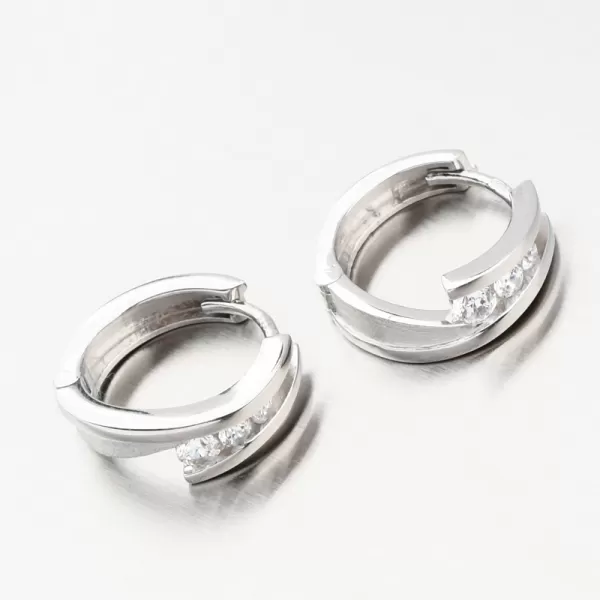 Krúžky so zirkónmi z bieleho zlata DZ1794-B-ZIR