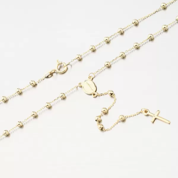 Dámsky náhrdelník žlté zlato 585 ruženec s Madonou a krížikom 15R-039