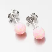 Strieborné náušnice kôstky s ružovým opálom UPST-121737-6