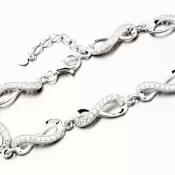 Strieborný náramok nekonečno so zirkónmi PKL-4026