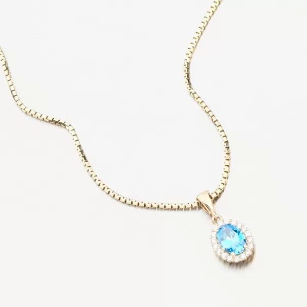 Dámsky prívesok zo žltého zlata 585 zirkón modrý topaz a 13R-429