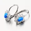 Strieborné náušnice s modrým opálom a so zirkónmi PKL-2148
