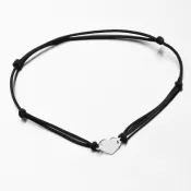 Náramok čierny povrázkový so srdcom 74-005B-Black