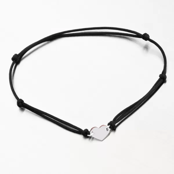 Náramok čierny povrázkový so srdcom 74-005B-Black