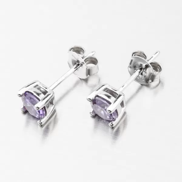 Strieborné náušnice kôstky s fialovým zirkónom UPST-121770